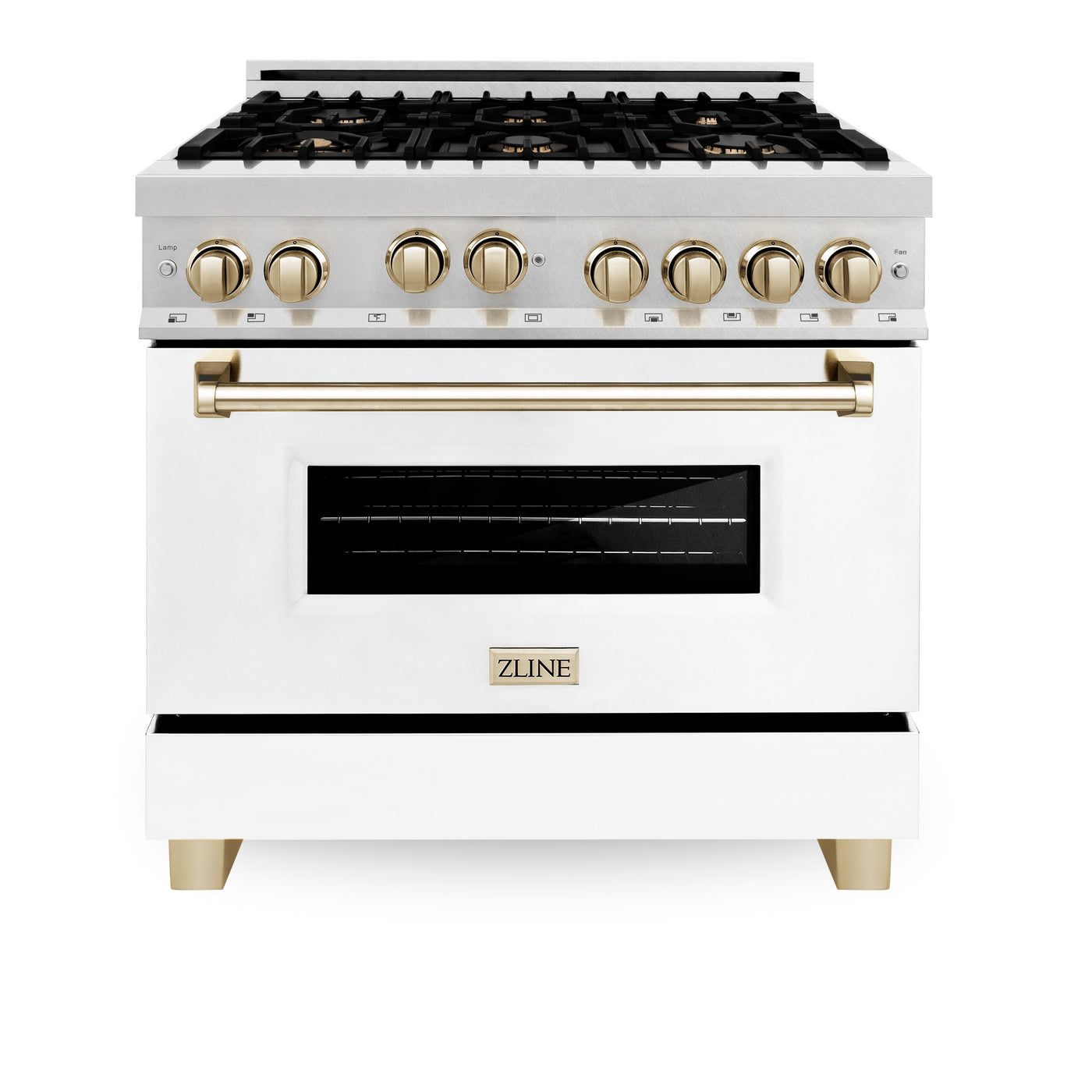 ZLINE 36" 4.6 cu. ft. Range with Gas Stove and Gas Oven in DuraSnow® Stainless Steel with White Matte Door and Accents (RGSZ-WM-36)