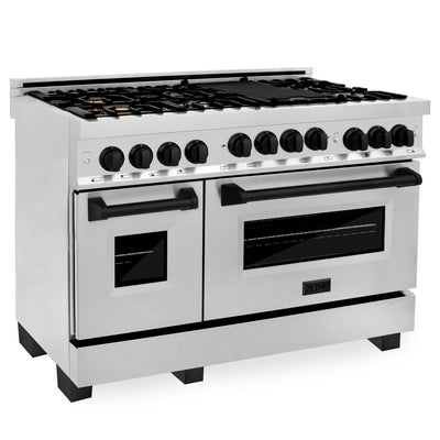 ZLINE Autograph Edition 48" 6.0 cu. ft. Range with Gas Stove and Gas Oven in DuraSnow® Stainless Steel with Accents (RGSZ-SN-48)