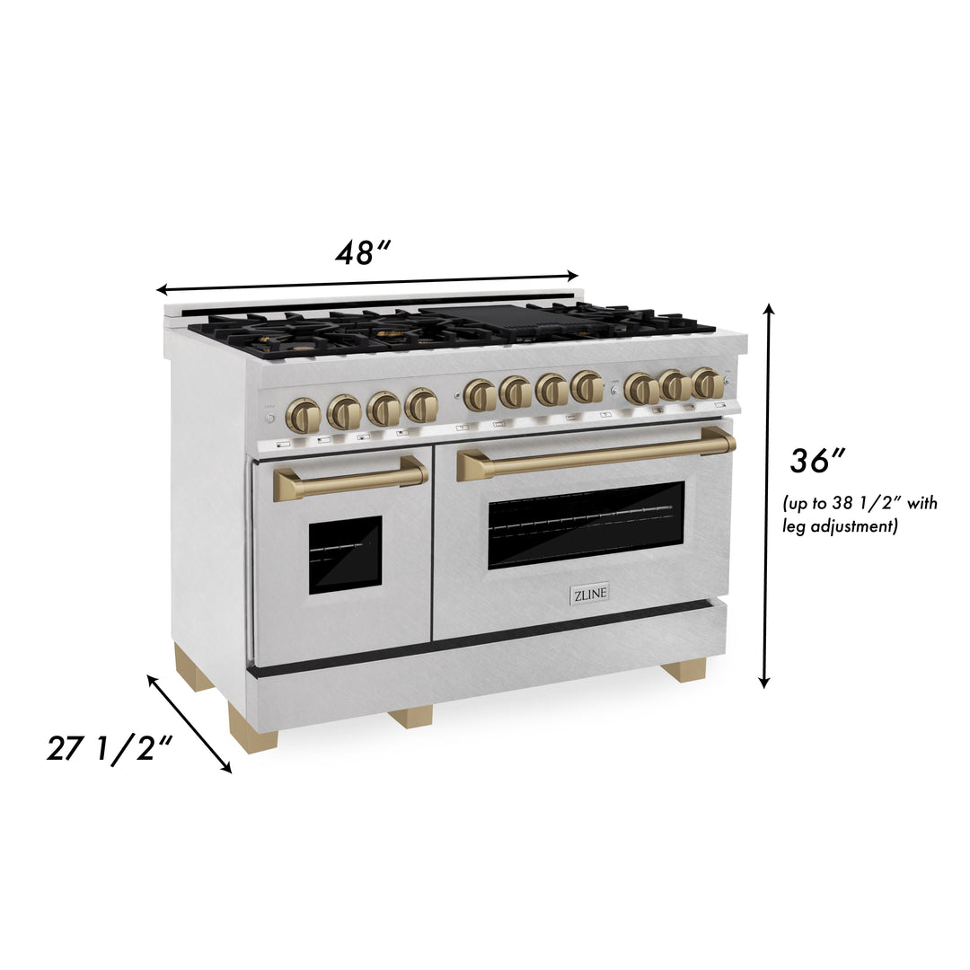 ZLINE Autograph Edition 48" 6.0 cu. ft. Range with Gas Stove and Gas Oven in Stainless Steel with Accents (RGZ-48)