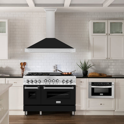 ZLINE 48" DuraSnow® Stainless Steel Range Hood with Shell and Stainless Steel Handle