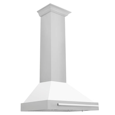 ZLINE 30" Stainless Steel Range Hood with White Matte Shell and Stainless Steel Handle (KB4STX-WM-30)