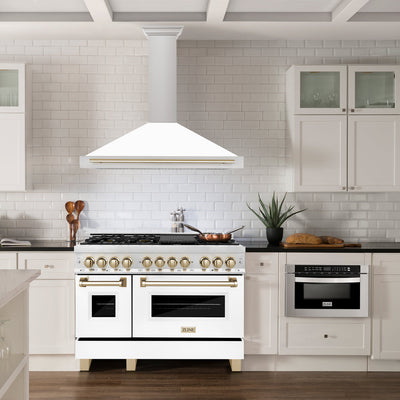 ZLINE 48" Autograph Edition Stainless Steel Range Hood with White Matte Shell (KB4STZ-WM48)