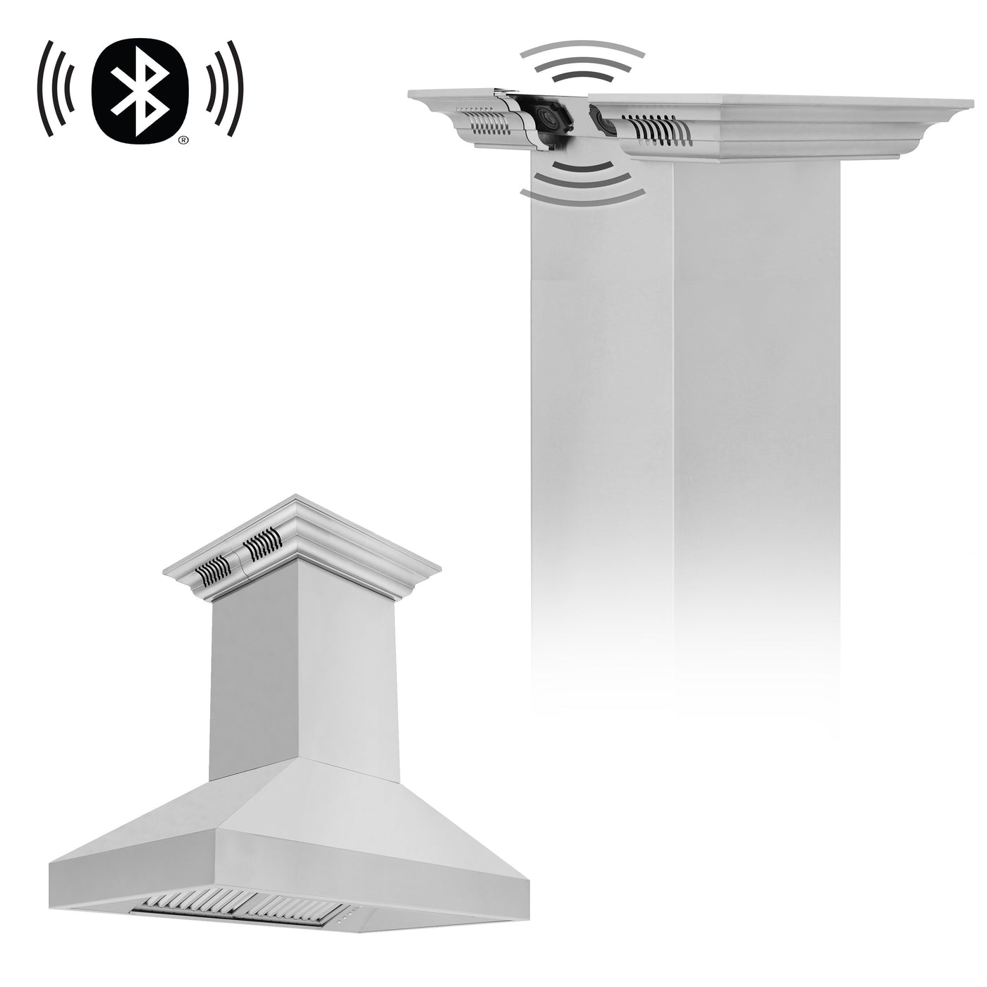 ZLINE Professional Island Mount Range Hood in Stainless Steel with Built-in CrownSound® Bluetooth Speakers (597iCRN-BT)