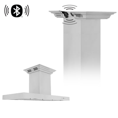 ZLINE Kitchen and Bath, ZLINE Island Mount Range Hood in Stainless Steel with Built-in CrownSound® Bluetooth Speakers (KE2iCRN-BT), KE2iCRN-BT-48,