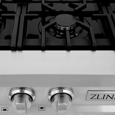 ZLINE Kitchen Package with 36" Stainless Steel Rangetop and 30" Double Wall Oven