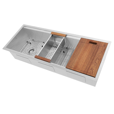 ZLINE 43" Garmisch Undermount Single Bowl DuraSnow® Stainless Steel Kitchen Sink with Bottom Grid and Accessories (SLS-43S)