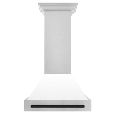 30" ZLINE Autograph Edition DuraSnow® Stainless Steel Range Hood with White Matte Shell and Gold Handle