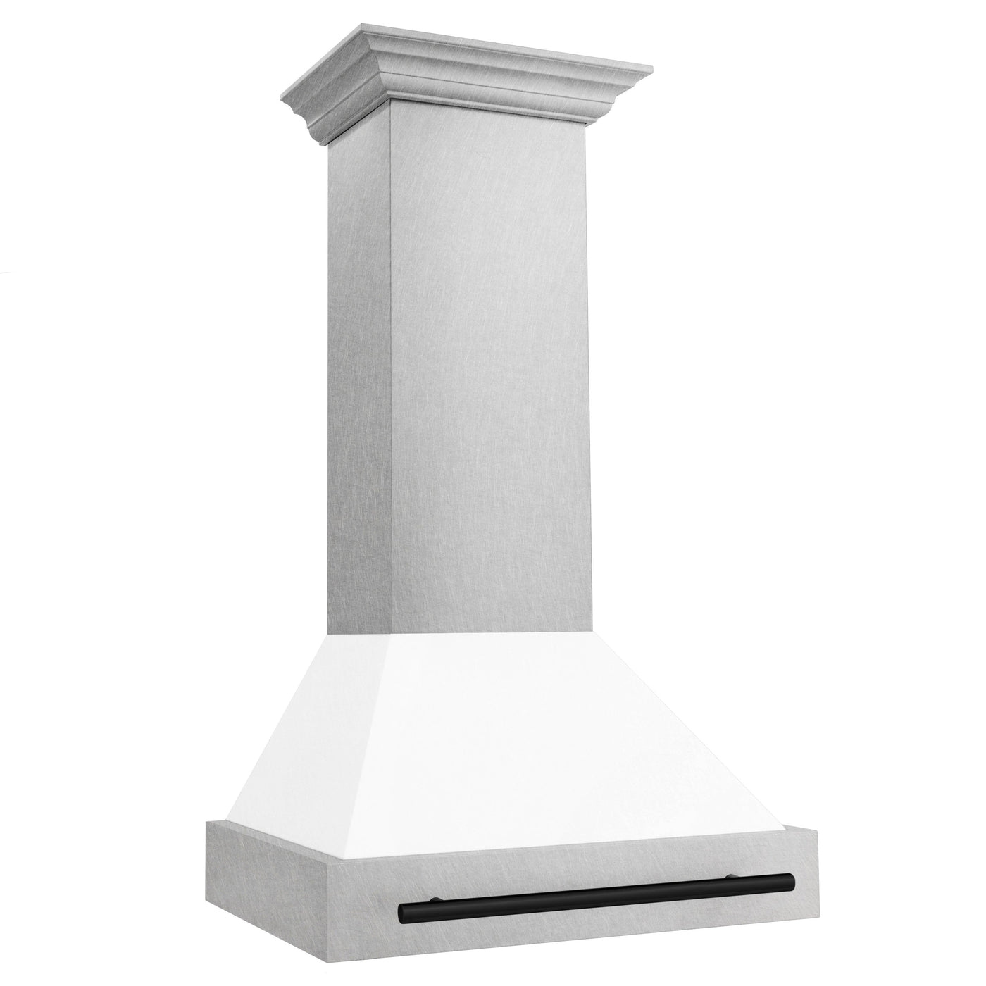 30" ZLINE Autograph Edition DuraSnow® Stainless Steel Range Hood with White Matte Shell and Gold Handle
