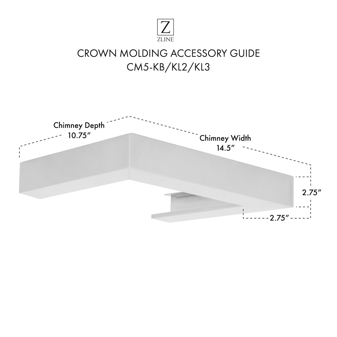 ZLINE Crown Molding #5 For Wall Range Hood (CM5-KB/KL2/KL3)