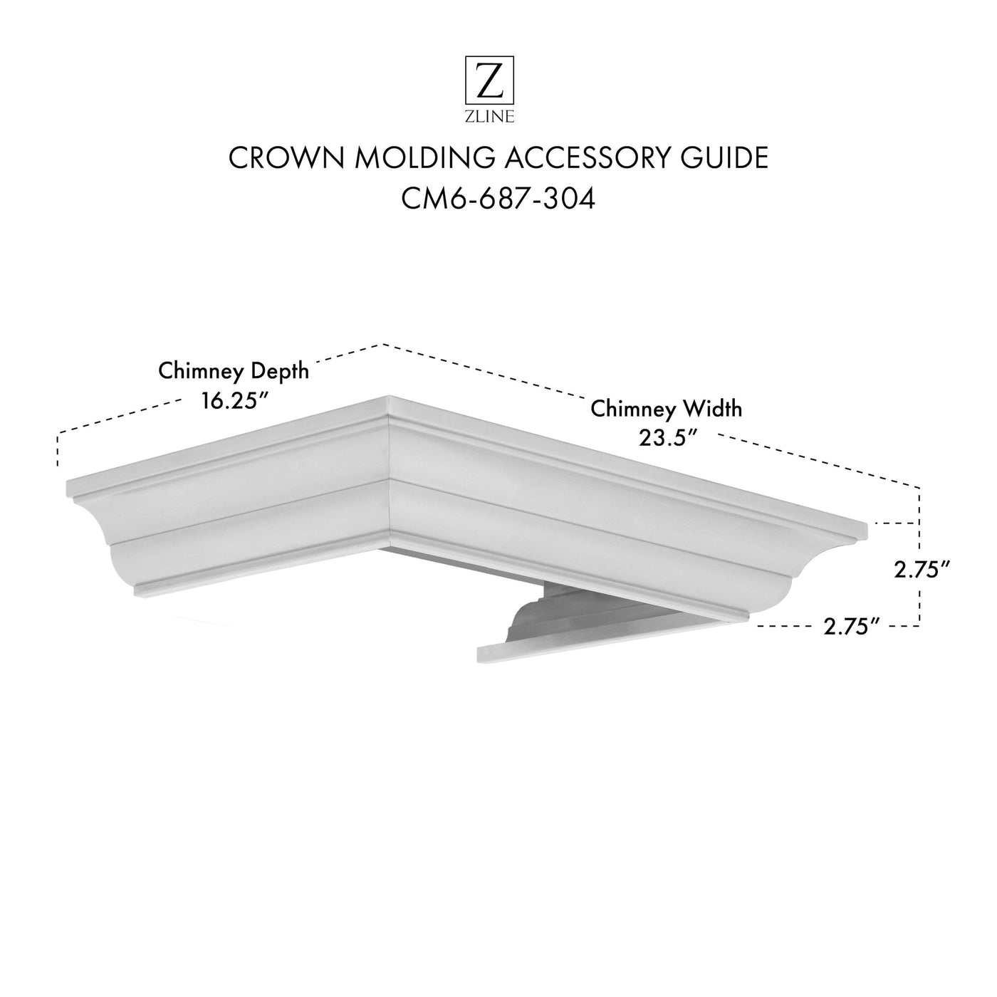 ZLINE Crown Molding Profile 6 for Wall Mount Range Hood (CM6-687-304)