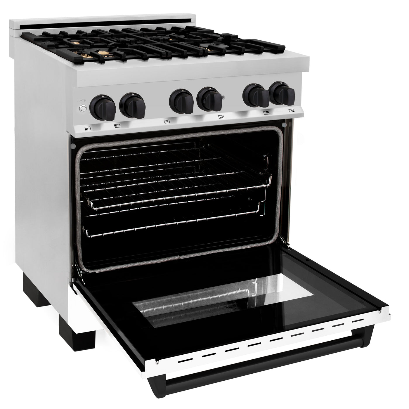 ZLINE 30" 4.0 cu. ft. Dual Fuel Range with Gas Stove and Electric Oven in Stainless Steel with White Matte Door and Accents (RAZ-WM-30)