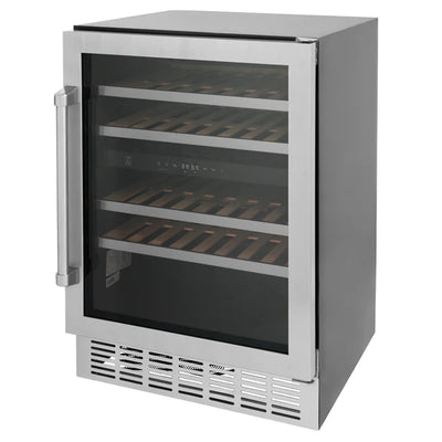 ZLINE 24" Dual Zone 44-Bottle Wine Cooler in Stainless Steel with Wood Shelf (RWV-UD-24)