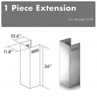 ZLINE Kitchen and Bath, ZLINE 1-36" Chimney Extension for 9 ft. to 10 ft. Ceilings (1PCEXT-696), 1PCEXT-696,