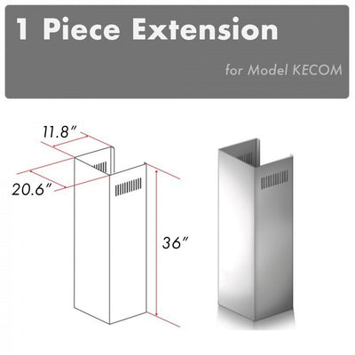 ZLINE Kitchen and Bath, ZLINE 1-36" Chimney Extension for 9 ft. to 10 ft. Ceilings (1PCEXT-KECOM), 1PCEXT-KECOM,