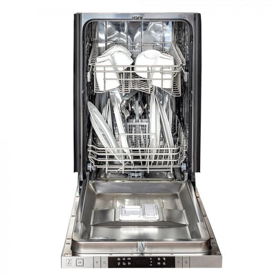 ZLINE Kitchen and Bath, ZLINE 18" Top Control Dishwasher with Stainless Steel Tub and Modern Style Handle, DW-304-18, ZLINE 18 in. Top Control Built-In Dishwasher - Stainless Steel  | Rustic Kitchen and Bath