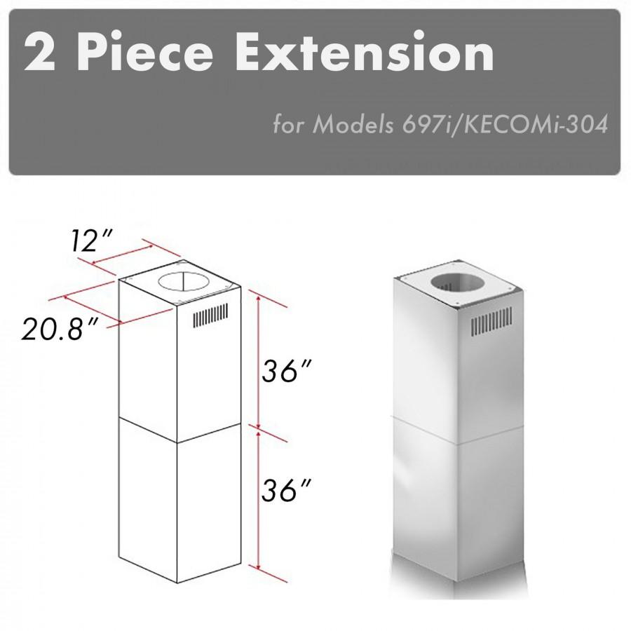 ZLINE Kitchen and Bath, ZLINE 2-36" Chimney Extensions for 10 ft. to 12 ft. Ceilings (2PCEXT-697i/KECOMi-304), 2PCEXT-697i/KECOMi-304,