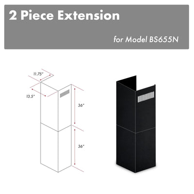 ZLINE Kitchen and Bath, ZLINE 2-36" Chimney Extensions for 10 ft. to 12 ft. Ceilings (2PCEXT-BS655N), 2PCEXT-BS655N,
