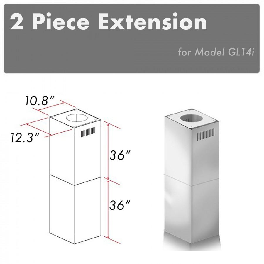 ZLINE Kitchen and Bath, ZLINE 2-36" Chimney Extensions for 10 ft. to 12 ft. Ceilings (2PCEXT-GL14i), 2PCEXT-GL14i,