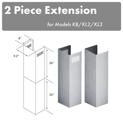 ZLINE Kitchen and Bath, ZLINE 2-36" Chimney Extensions for 10 ft. to 12 ft. Ceilings (2PCEXT-KB/KL2/KL3), 2PCEXT-KB/KL2/KL3,