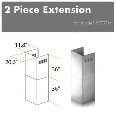 ZLINE Kitchen and Bath, ZLINE 2-36" Chimney Extensions for 10 ft. to 12 ft. Ceilings (2PCEXT-KECOM), 2PCEXT-KECOM,