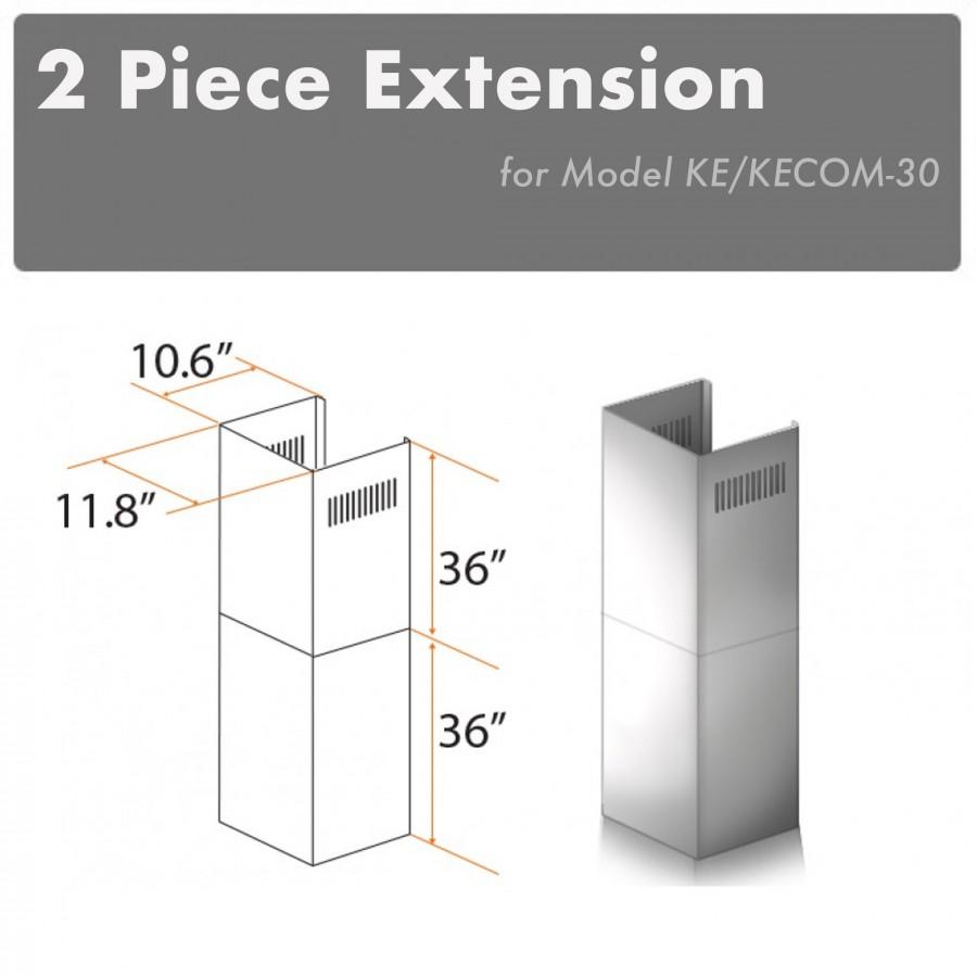 ZLINE Kitchen and Bath, ZLINE 2-36" Chimney Extensions for 10 ft. to 12 ft. Ceilings (2PCEXT-KE/KECOM-30), 2PCEXT-KE/KECOM-30,
