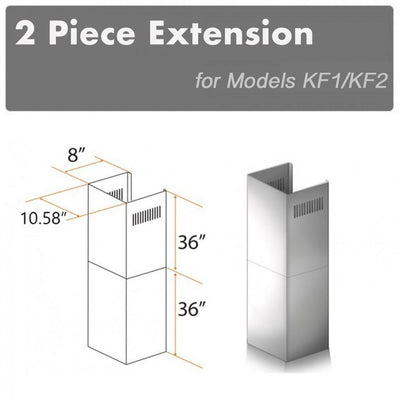 ZLINE Kitchen and Bath, ZLINE 2-36" Chimney Extensions for 10 ft. to 12 ft. Ceilings (2PCEXT-KF1), 2PCEXT-KF1,
