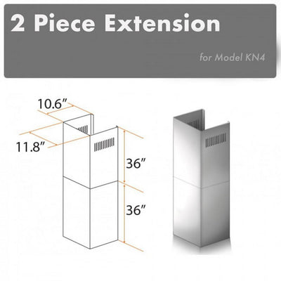 ZLINE Kitchen and Bath, ZLINE 2-36" Chimney Extensions for 10 ft. to 12 ft. Ceilings (2PCEXT-KN4), 2PCEXT-KN4,