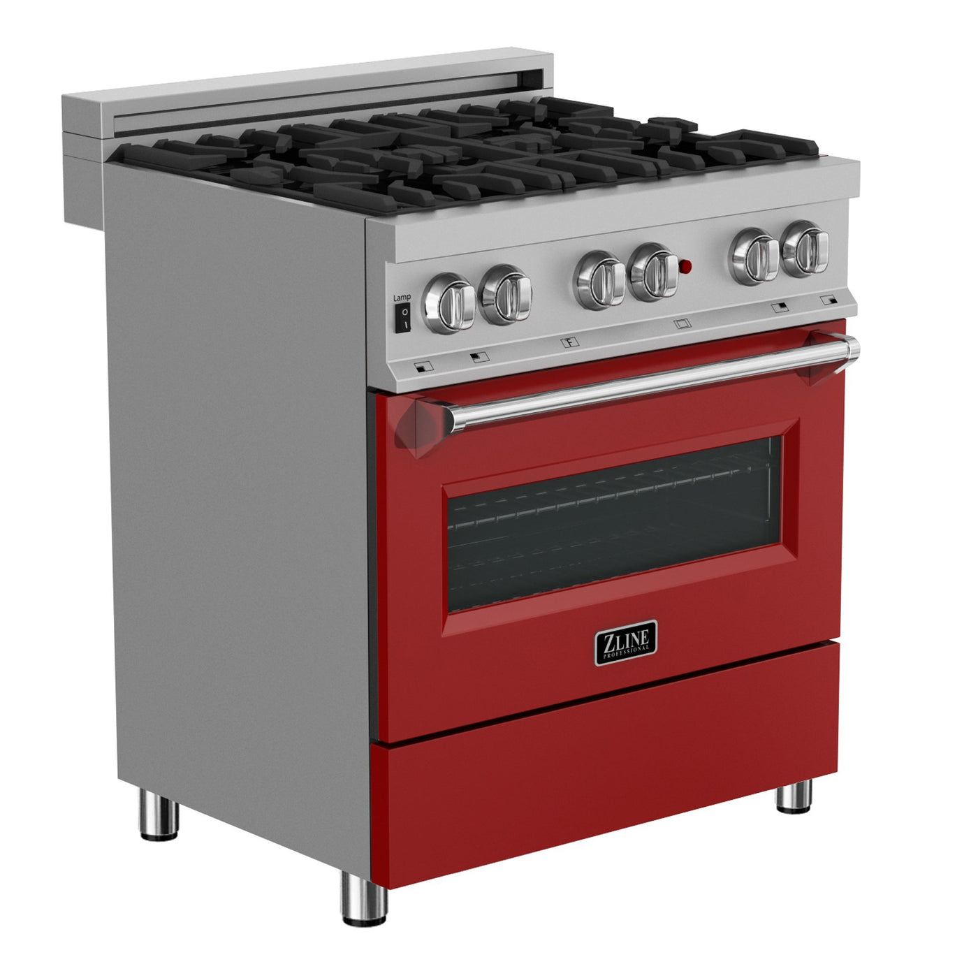 ZLINE Kitchen and Bath, ZLINE 30" Professional Dual Fuel Range in DuraSnow® Stainless Steel with Color Door Finishes, RAS-RM-30, ZLINE 30 in. Professional Dual Fuel Stainless | Rustic Kitchen and Bath