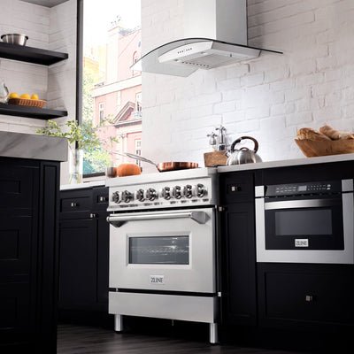 ZLINE Kitchen and Bath, ZLINE 36" Professional Dual Fuel Range in Stainless Steel with Color Door Options, RA36,