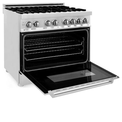 ZLINE Kitchen and Bath, ZLINE 36" Professional Dual Fuel Range in Stainless Steel with Color Door Options, RA36,