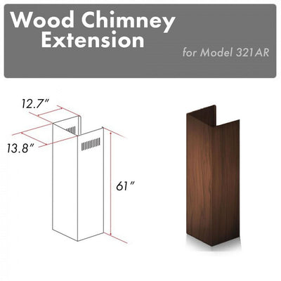 ZLINE Kitchen and Bath, ZLINE 61" Wooden Chimney Extension for Ceilings up to 12.5 ft. (321AR-E), 321AR-E,