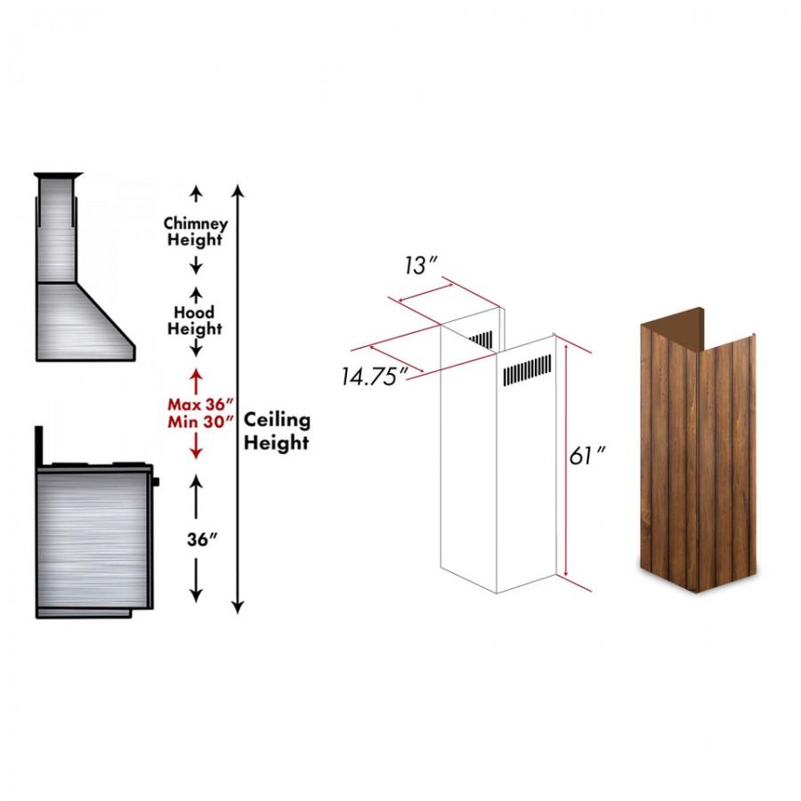 ZLINE Kitchen and Bath, ZLINE 61" Wooden Chimney Extension for Ceilings up to 12.5 ft. (349LL-E), 349LL-E,
