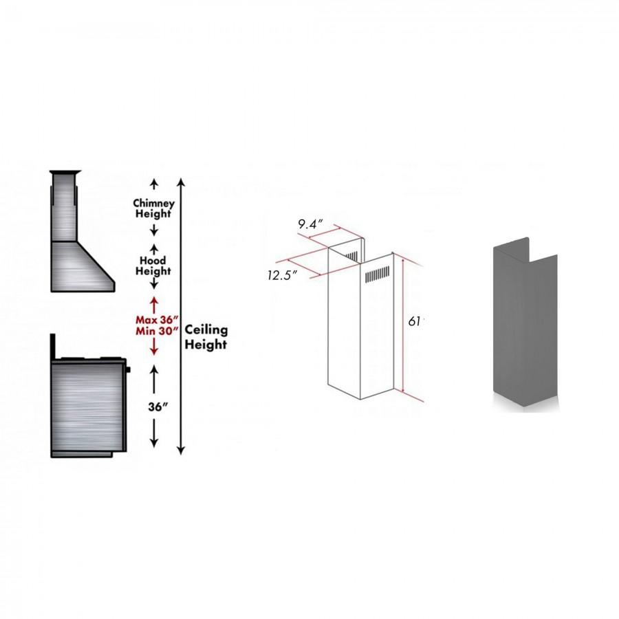 ZLINE Kitchen and Bath, ZLINE 61" Wooden Chimney Extension for Ceilings up to 12.5 ft. (KBUU-E), KBUU-E,