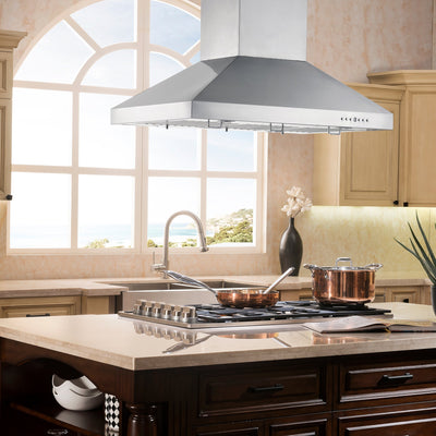 ZLINE Kitchen and Bath, ZLINE Designer Series DuraSnow® Stainless Steel Island Mount Range Hood (8KL3iS), 8KL3iS-30,