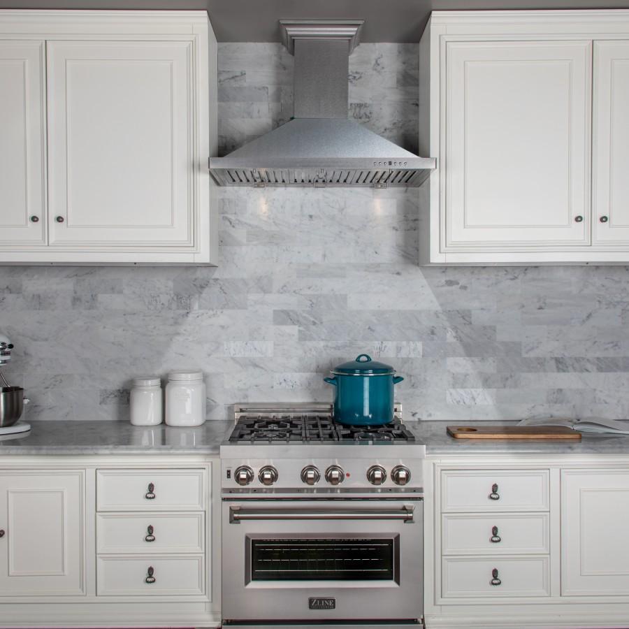 ZLINE Kitchen and Bath, ZLINE Designer Series DuraSnow® Stainless Steel Wall Mount Range Hood (8KBS), 8KBS-30,