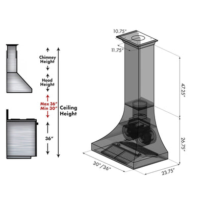 Range Hood Store, ZLINE Designer Series DuraSnow® Stainless Steel Wall Range Hood (8632S), 8632S-30,