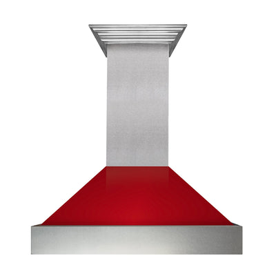 ZLINE Kitchen and Bath, ZLINE DuraSnow® Finished Stainless Steel with Red Gloss Shell (8654RG), 8654RG-30,