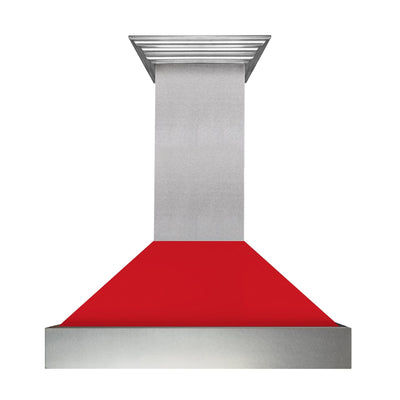 ZLINE Kitchen and Bath, ZLINE DuraSnow® Stainless Steel Range Hood with Red Matte Shell (8654RM), 8654RM-30,