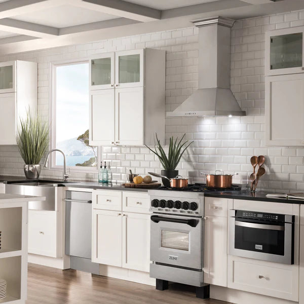 ZLINE Autograph Edition 24 in. 2.8 cu. ft. Dual Fuel Range with Gas Stove and Electric Oven in DuraSnow Stainless Steel with Accents (RASZ-SN-24)
