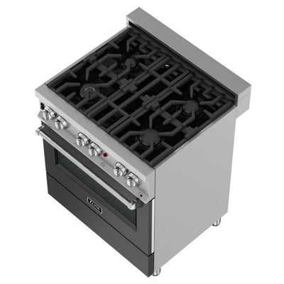 ZLINE 30" Kitchen Package with DuraSnow® Stainless Steel Dual Fuel Range with Black Matte Door and Convertible Vent Range Hood