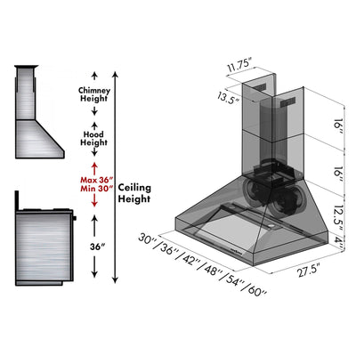 ZLINE Single Remote Blower Wall Mount Range Hood in Stainless Steel (697-RS)