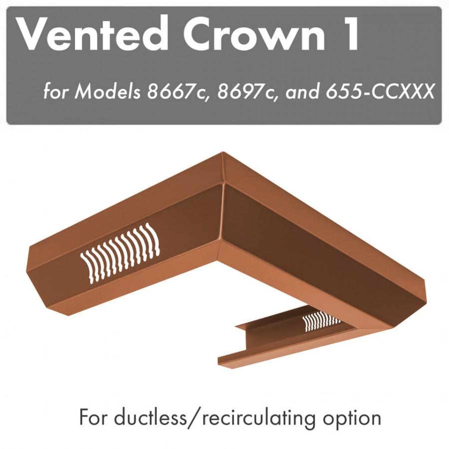 ZLINE Kitchen and Bath, ZLINE Vented Crown Molding For Designer Range Hoods with Recirculating Option (CM1V-8667C), CM1V-8667C,