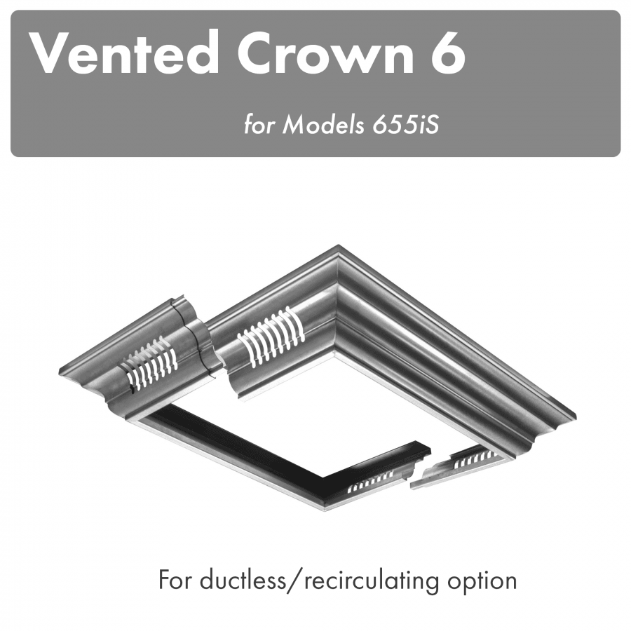 ZLINE Kitchen and Bath, ZLINE Vented Crown Molding Profile 6 For Island Mount Range Hood (CM6V-655iS), CM6V-655iS,