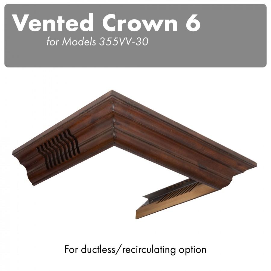 ZLINE Kitchen and Bath, ZLINE Vented Crown Molding Profile 6 For Wall Mount Range Hood (CM6V-300V), CM6V-300V,
