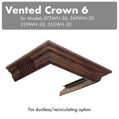 ZLINE Kitchen and Bath, ZLINE Vented Crown Molding Profile 6 For Wall Mount Range Hood (CM6V-300W), CM6V-300W,