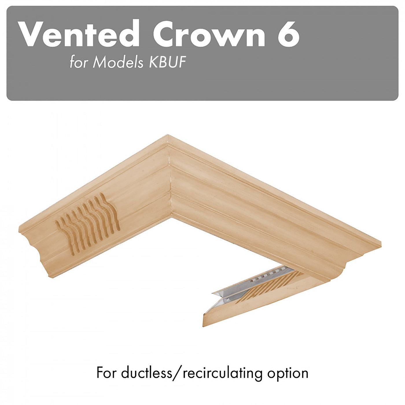 ZLINE Kitchen and Bath, ZLINE Vented Crown Molding Profile 6 for Wall Mount Range Hood (CM6V-KBUF), CM6V-KBUF,