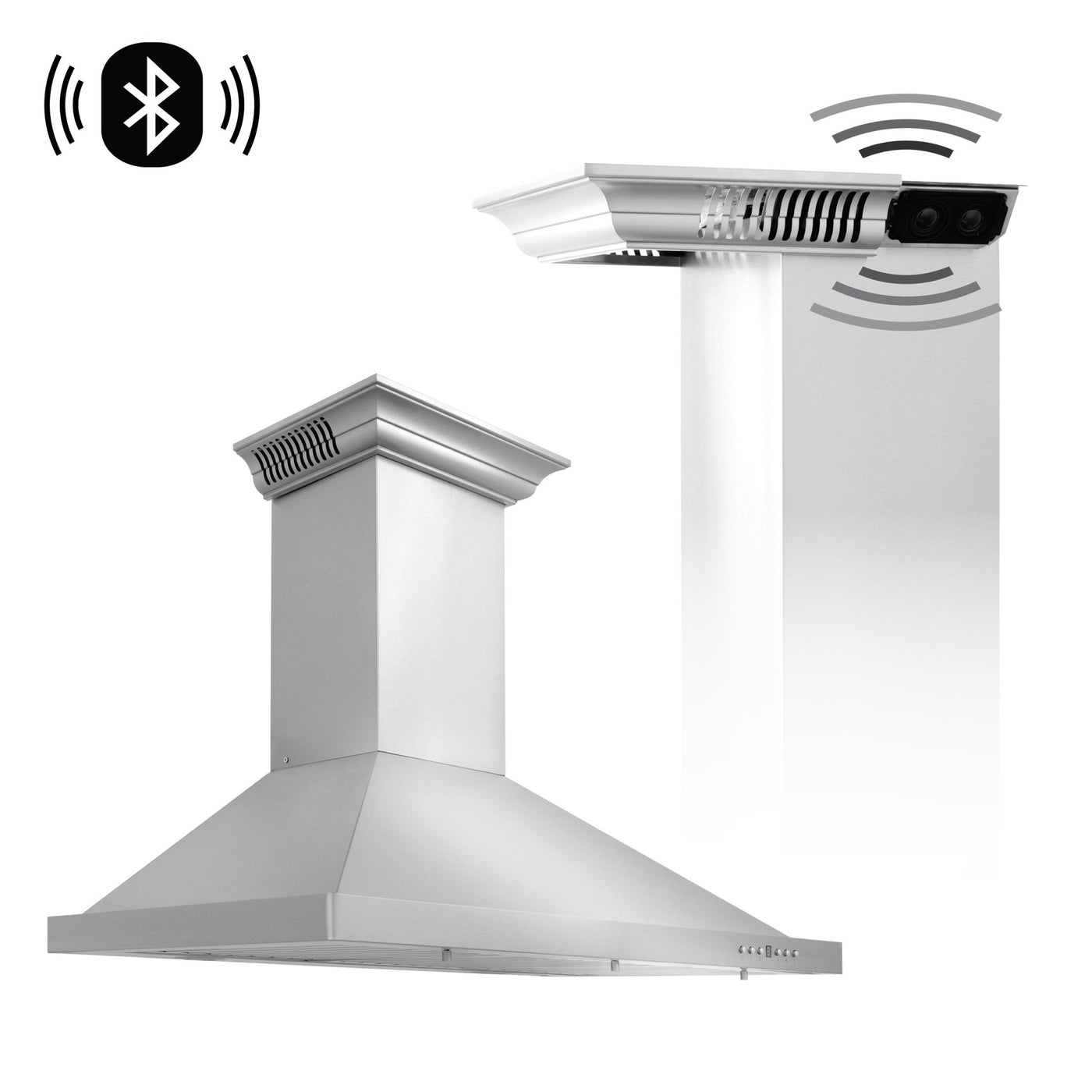 ZLINE Kitchen and Bath, ZLINE Wall Mount Range Hood in Stainless Steel with Built-in CrownSound® Bluetooth Speakers (KBCRN-BT), KBCRN-BT-30,