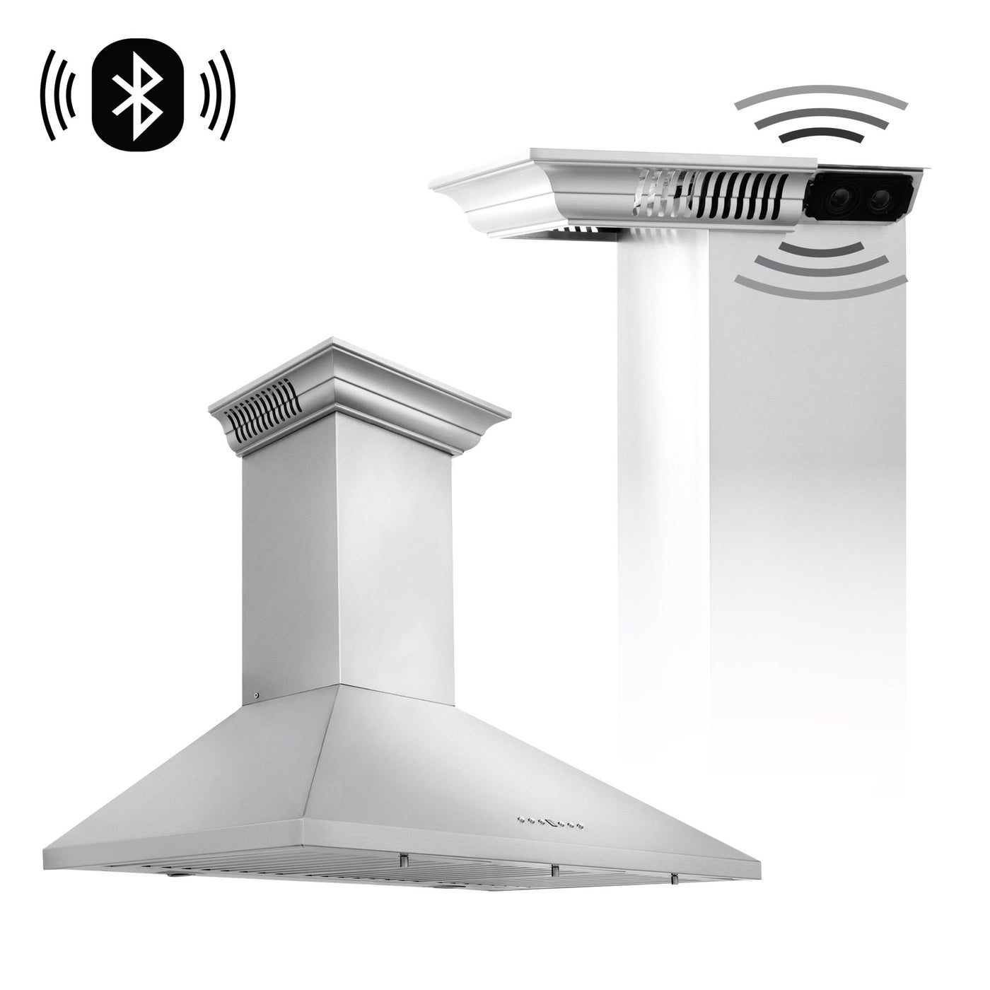 ZLINE Kitchen and Bath, ZLINE Wall Mount Range Hood In Stainless Steel With Built-In CrownSound® Bluetooth Speakers (KL2CRN-BT), KL2CRN-BT-30,