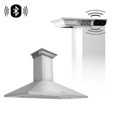 ZLINE Kitchen and Bath, ZLINE Wall Mount Range Hood In Stainless Steel With Built-In CrownSound® Bluetooth Speakers (KL2CRN-BT), KL2CRN-BT-42,