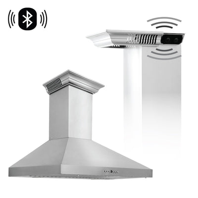 ZLINE Kitchen and Bath, ZLINE Wall Mount Range Hood In Stainless Steel With Built-In CrownSound® Bluetooth Speakers (KL3CRN-BT), KL3CRN-BT-30,